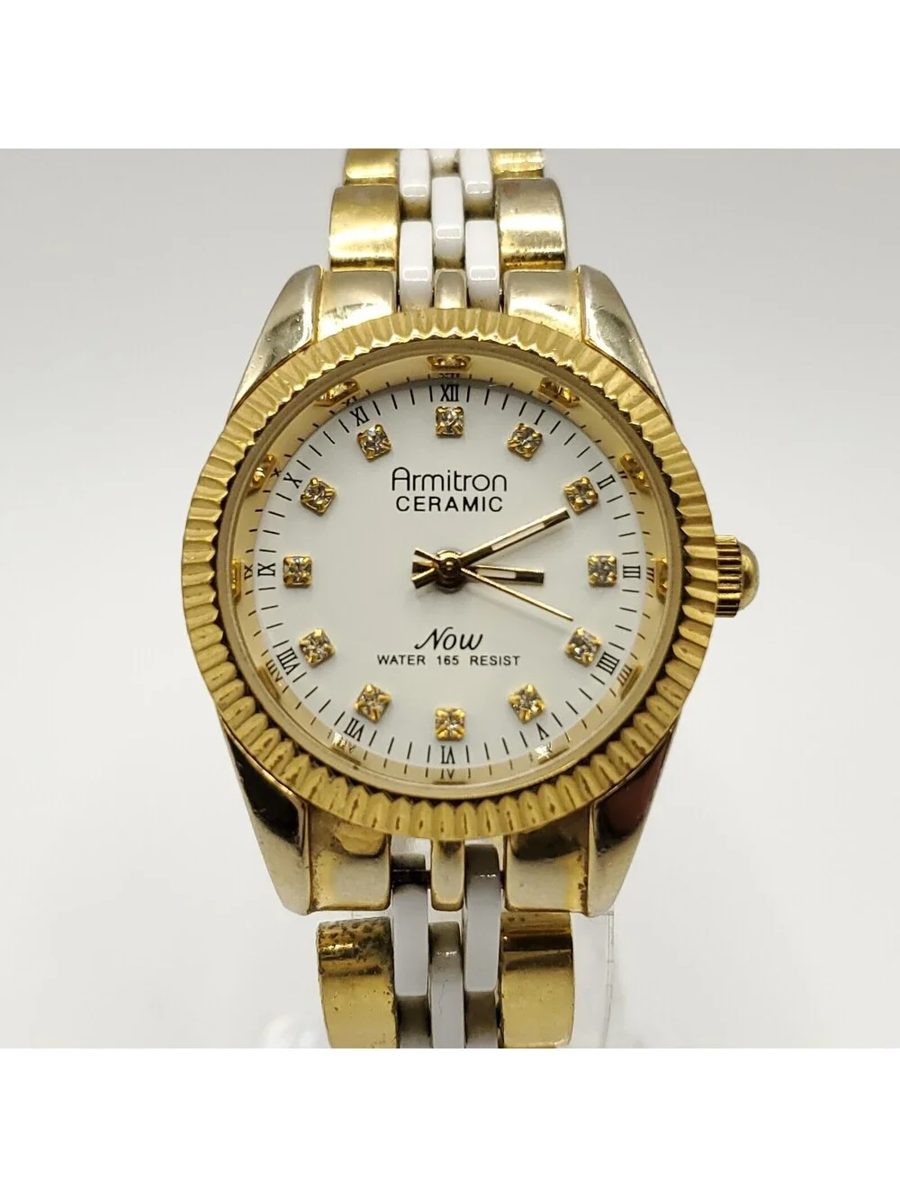 Armitron Now Ceramic Watch Women New Battery Gold-Tone 27mm